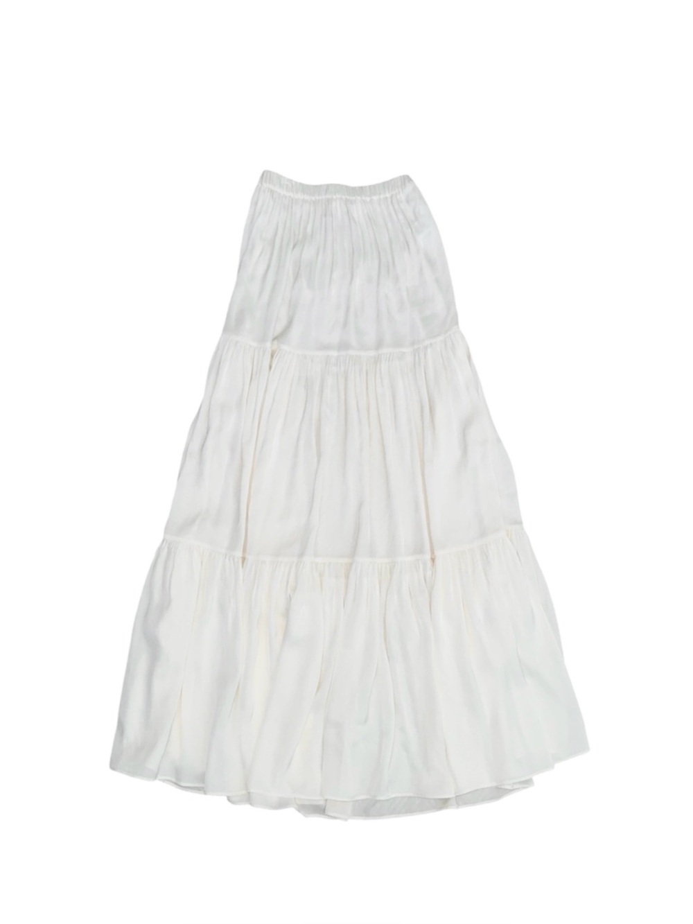 Nouvelle Silk95five Clifton Silk Tiered White Cream Maxi Skirt XS‎